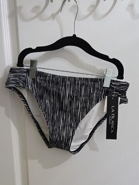 La Blanca Black & White Vertical Stripe Bikini Bottom 6